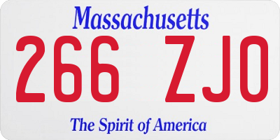 MA license plate 266ZJ0