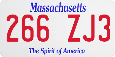 MA license plate 266ZJ3