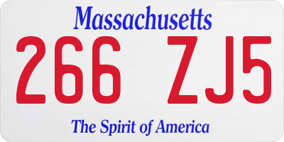 MA license plate 266ZJ5