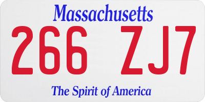 MA license plate 266ZJ7