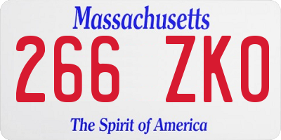 MA license plate 266ZK0