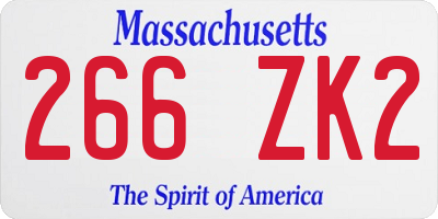 MA license plate 266ZK2