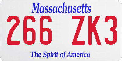 MA license plate 266ZK3