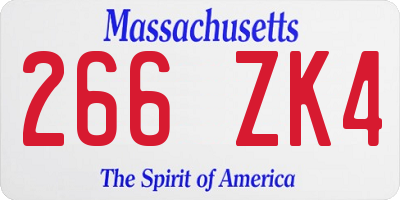 MA license plate 266ZK4