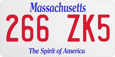MA license plate 266ZK5