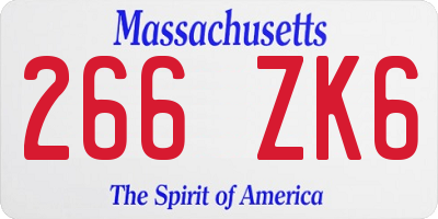 MA license plate 266ZK6