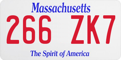 MA license plate 266ZK7
