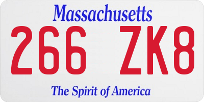 MA license plate 266ZK8