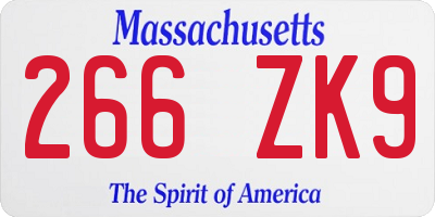MA license plate 266ZK9
