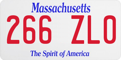 MA license plate 266ZL0