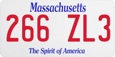 MA license plate 266ZL3
