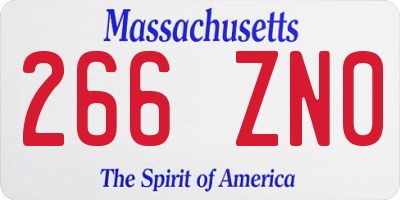 MA license plate 266ZN0