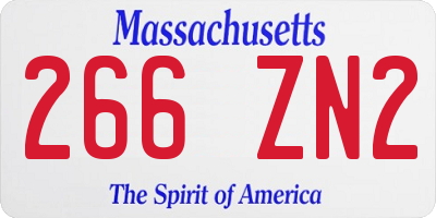 MA license plate 266ZN2
