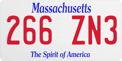 MA license plate 266ZN3