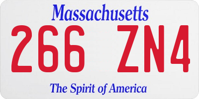 MA license plate 266ZN4