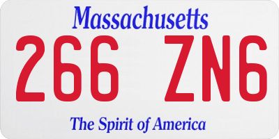 MA license plate 266ZN6
