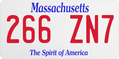 MA license plate 266ZN7