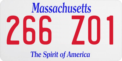 MA license plate 266ZO1