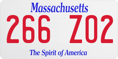 MA license plate 266ZO2