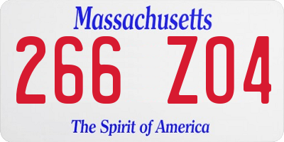 MA license plate 266ZO4