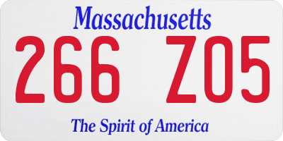 MA license plate 266ZO5