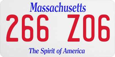MA license plate 266ZO6