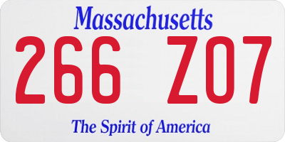 MA license plate 266ZO7