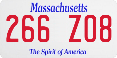 MA license plate 266ZO8