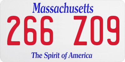 MA license plate 266ZO9