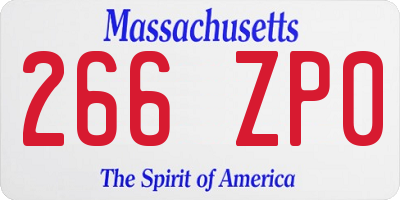 MA license plate 266ZP0