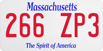 MA license plate 266ZP3