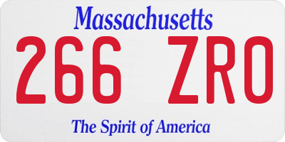 MA license plate 266ZR0