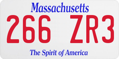 MA license plate 266ZR3