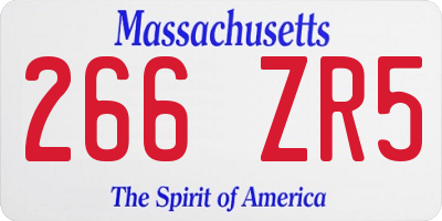 MA license plate 266ZR5