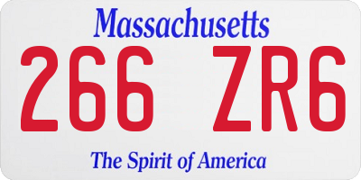 MA license plate 266ZR6