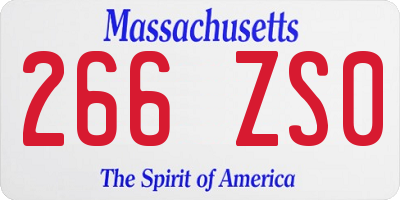 MA license plate 266ZS0