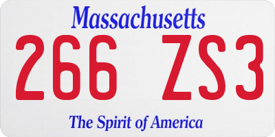 MA license plate 266ZS3