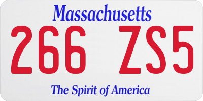 MA license plate 266ZS5
