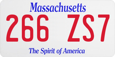 MA license plate 266ZS7