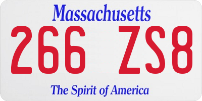 MA license plate 266ZS8