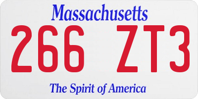 MA license plate 266ZT3