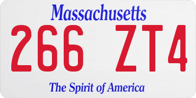 MA license plate 266ZT4