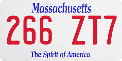 MA license plate 266ZT7