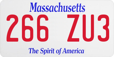 MA license plate 266ZU3