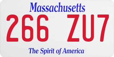 MA license plate 266ZU7