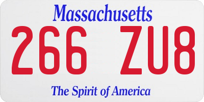 MA license plate 266ZU8