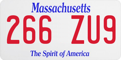 MA license plate 266ZU9