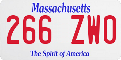 MA license plate 266ZW0