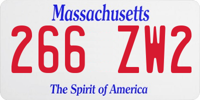 MA license plate 266ZW2