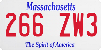 MA license plate 266ZW3